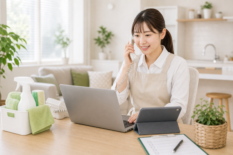 電話で問い合わせをするお客様